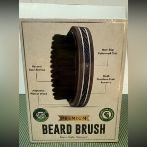 NIB-Alpha Organics Premium Beard Brush, Walnut Wood and natural Boar Bristles.